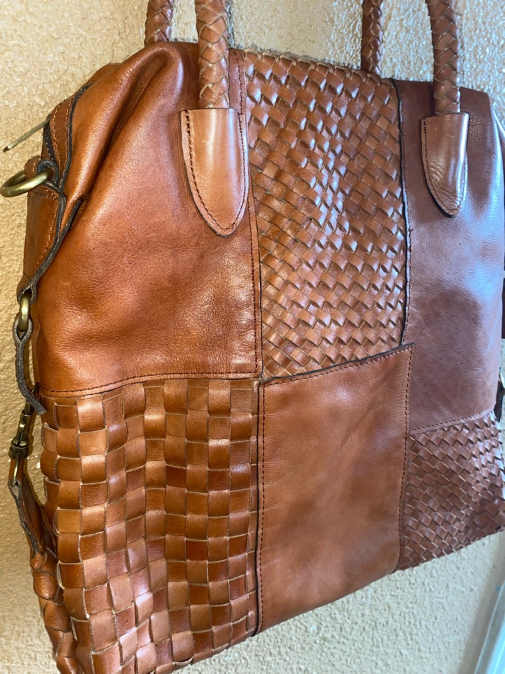 Large Patricia Nash Brown Woven Leather Shoulder Bag - Picture 5 of 12